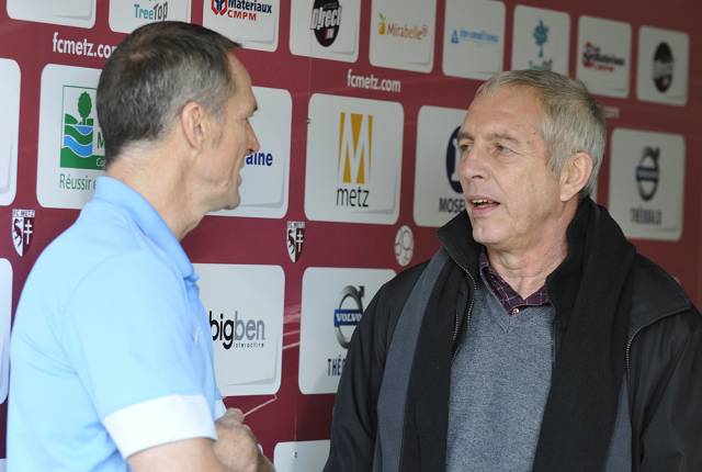 Metz - Dijon, 14ème journée  : Joël Muller et Albert Cartier dans le tunnel avant le match 