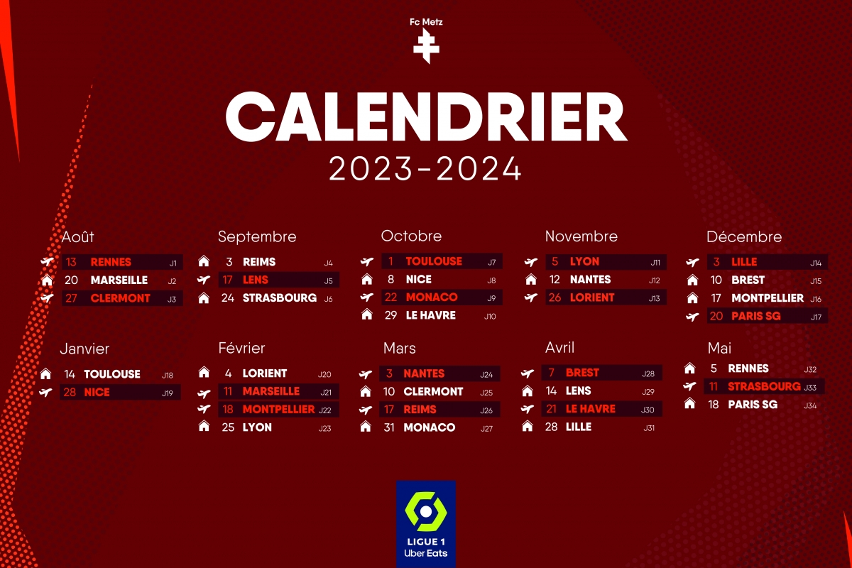 Ligue 1 - Le calendrier complet du PSG pour la saison 2023/2024