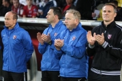 Metz - Bastia, J35 National  : Le staff grenat : Albert Cartier, José Jeunechamps, Christophe Marichez et le médecin du FC Metz, André Marie